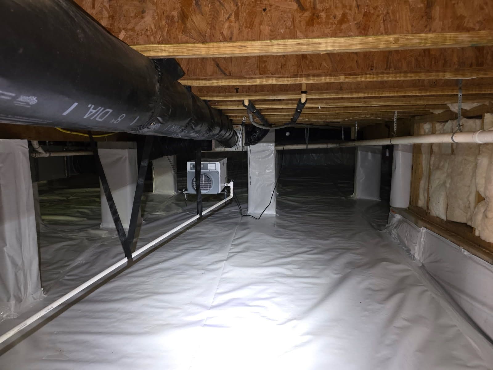Gallery photos for Crawlspace Makeover in Hillsborough with Dehumidifier and Vapor Barrier Installation: Image #1
